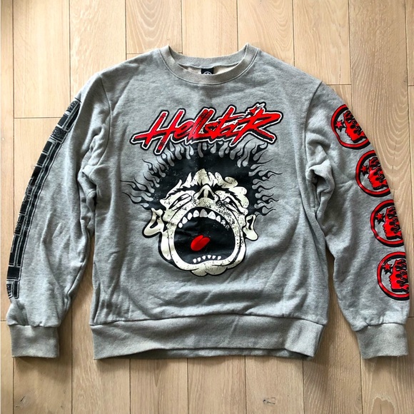 Hellstar Studios 'Records' Los Angeles Crewneck Sweatshirt Heather Grey Size L - Picture 1 of 12